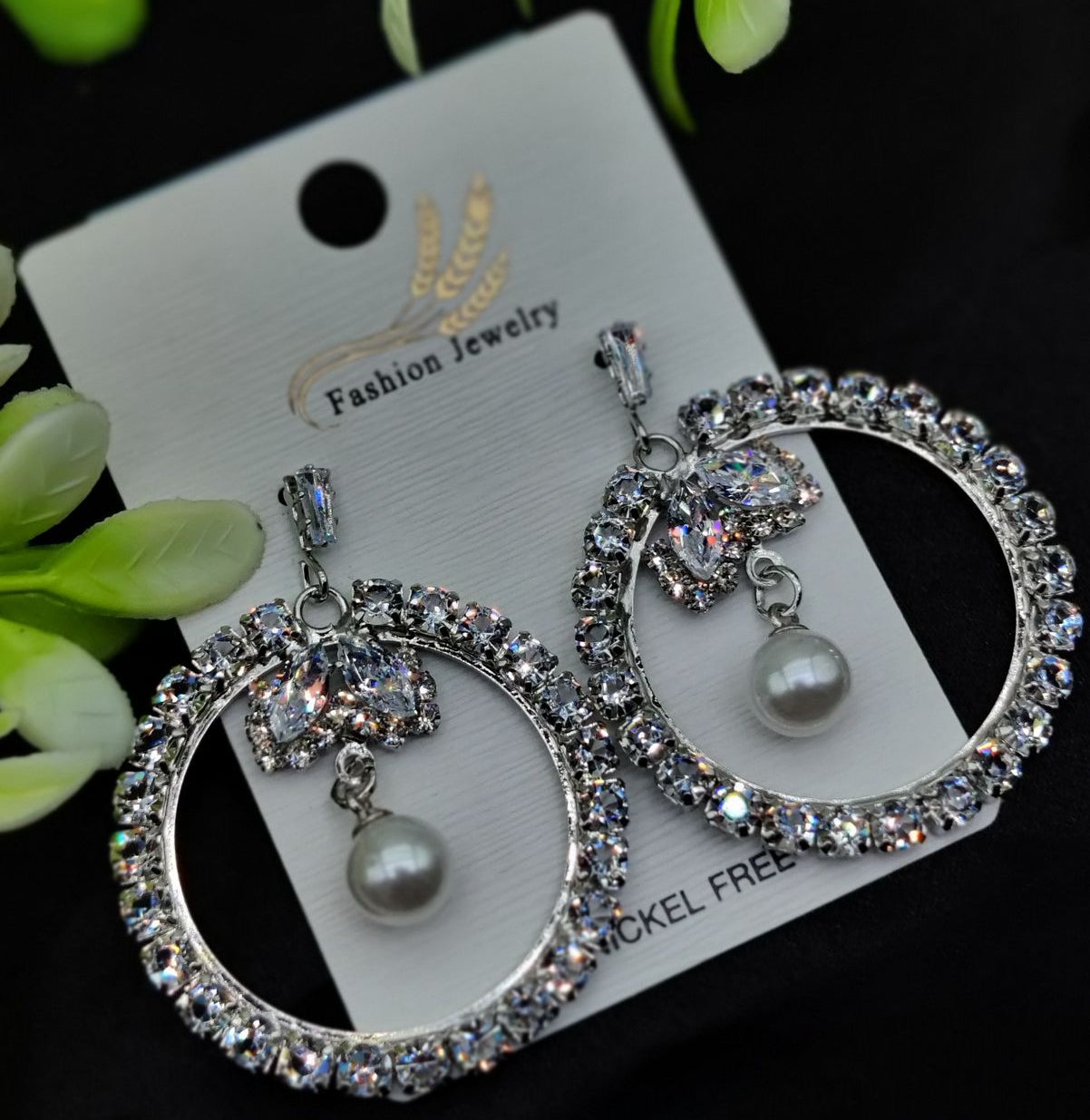Imported Elegant Starburst Pearl Earrings | Luxury Look Earrings for Girls & Women – Silver Color