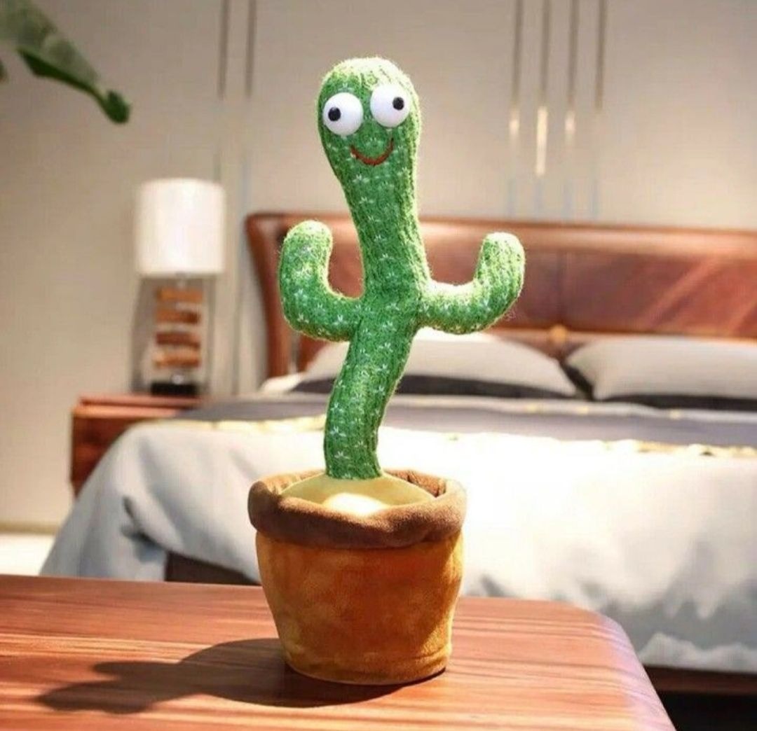 Cute Talking & Dancing Cactus Toy – Rechargeable, Light-Up, Talk Back Feature (Gift Box Included)