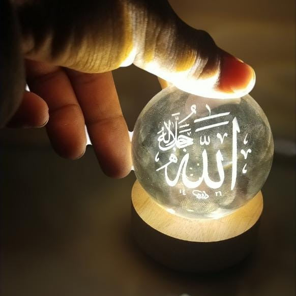 Crystal Ball 3D Arabic Night Lamp – Elegant Islamic Table Light For Prayer Rooms, Home Décor, And Gifting