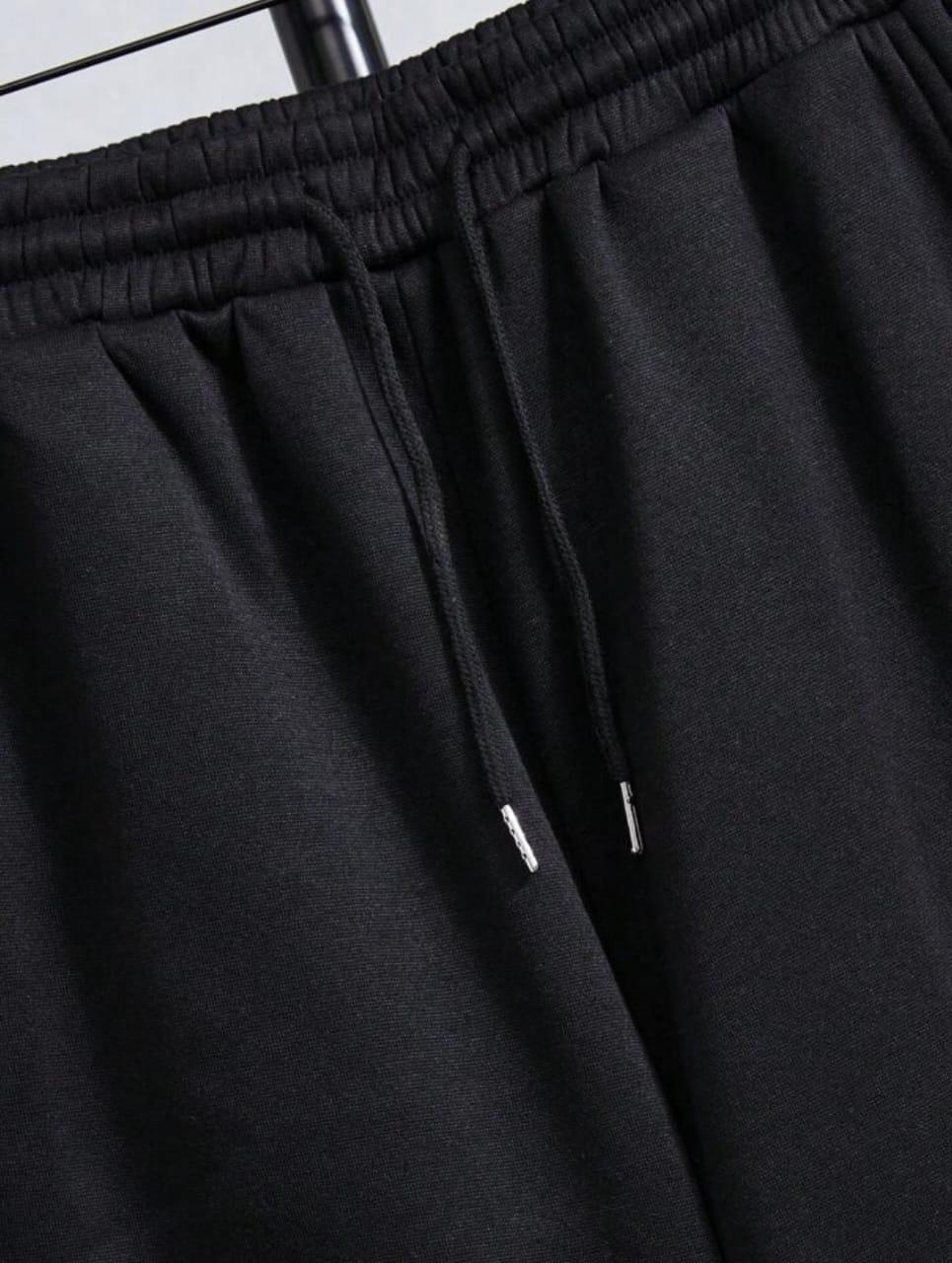 Men’s Fleece Plain Zipper Track Suit – 2 Pcs Premium Winter Set (Black)