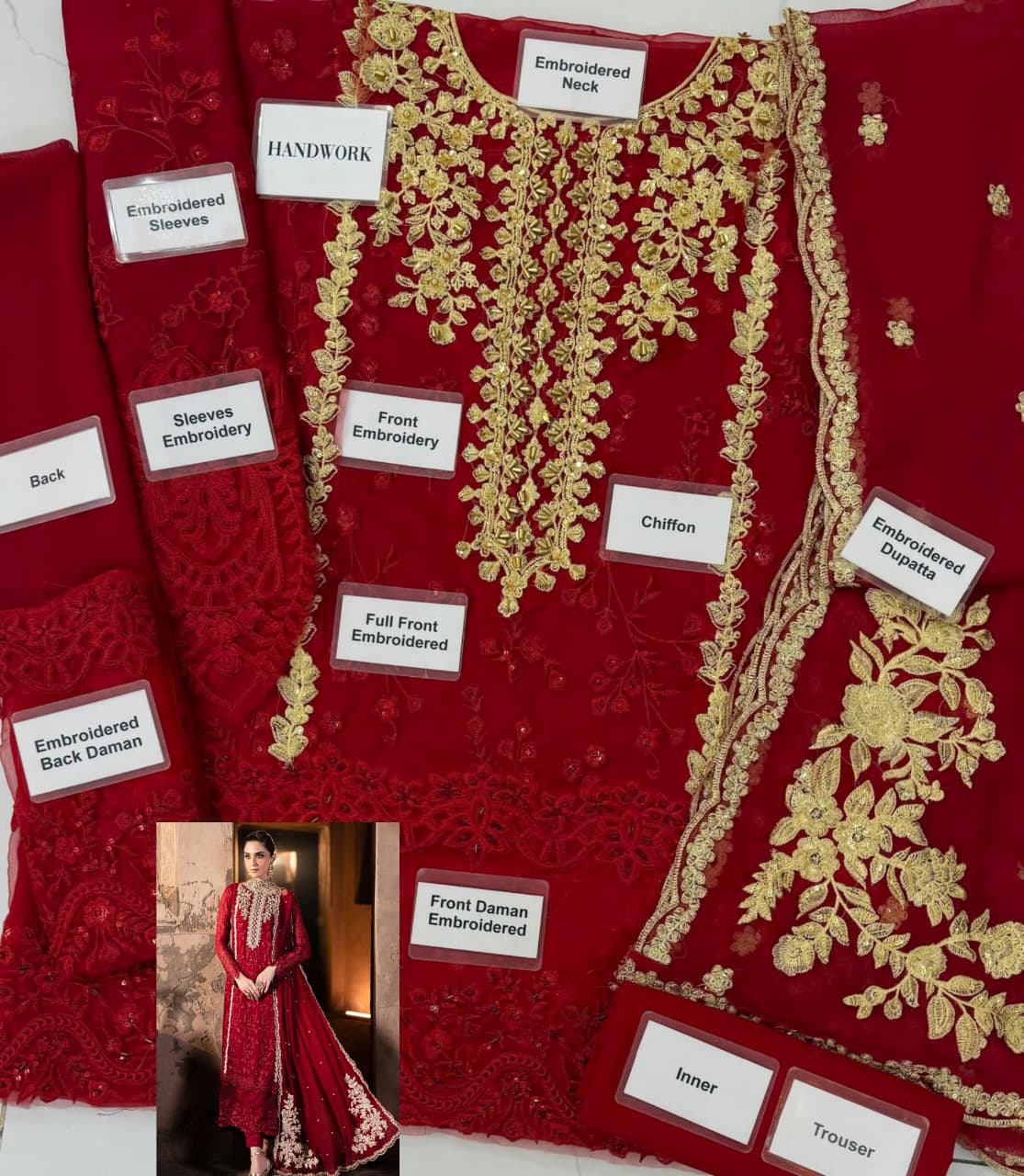 AZURE Luxury Hand-Embellished Chiffon Embroidered 3Pc Unstitched Suit – Festive & Formal Collection 2025