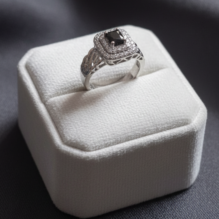 Sparkling Zircon Rings For Women | Stylish Crystal Design Fashion Jewelry For Daily And Party Wear PXJ-133 (Black)