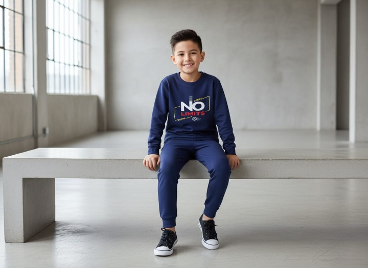 Kids Navey Blue no limit Printed Stylish Kids' Tracksuit Set extra large