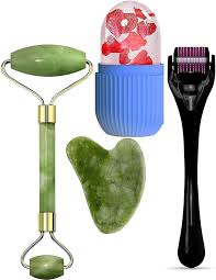 Combo Pack – Marble Jade Roller + Stone Ice Roller + Derma Roller (Pack of 3) | Facial Massage & Skin Care Set