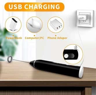 2-in-1 Electric Rechargeable Coffee Beater & Milk Frother – USB Handheld Mixer for Creamy Lattes, Cappuccino & Drinks