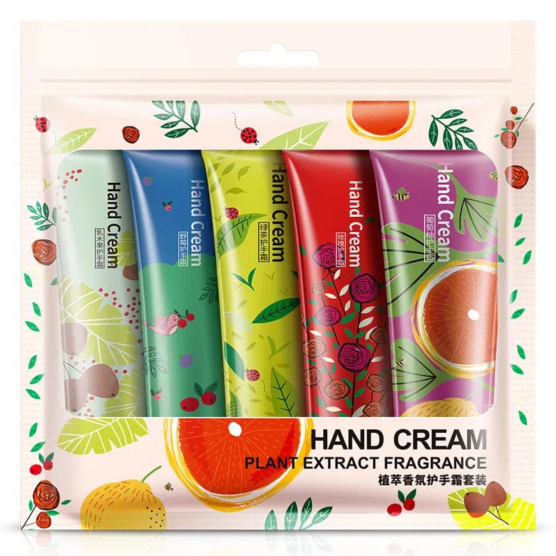 5pcs Plant & Fruit Fragrance Hand Cream Set – Moisturizing, Nourishing & Anti-Chap Hand Care for Soft, Smooth Skin