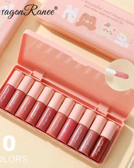 10Pcs A Beautiful And Happy Time Sexy Pearl Light Lip Gloss Set mini Lip Gloss Set