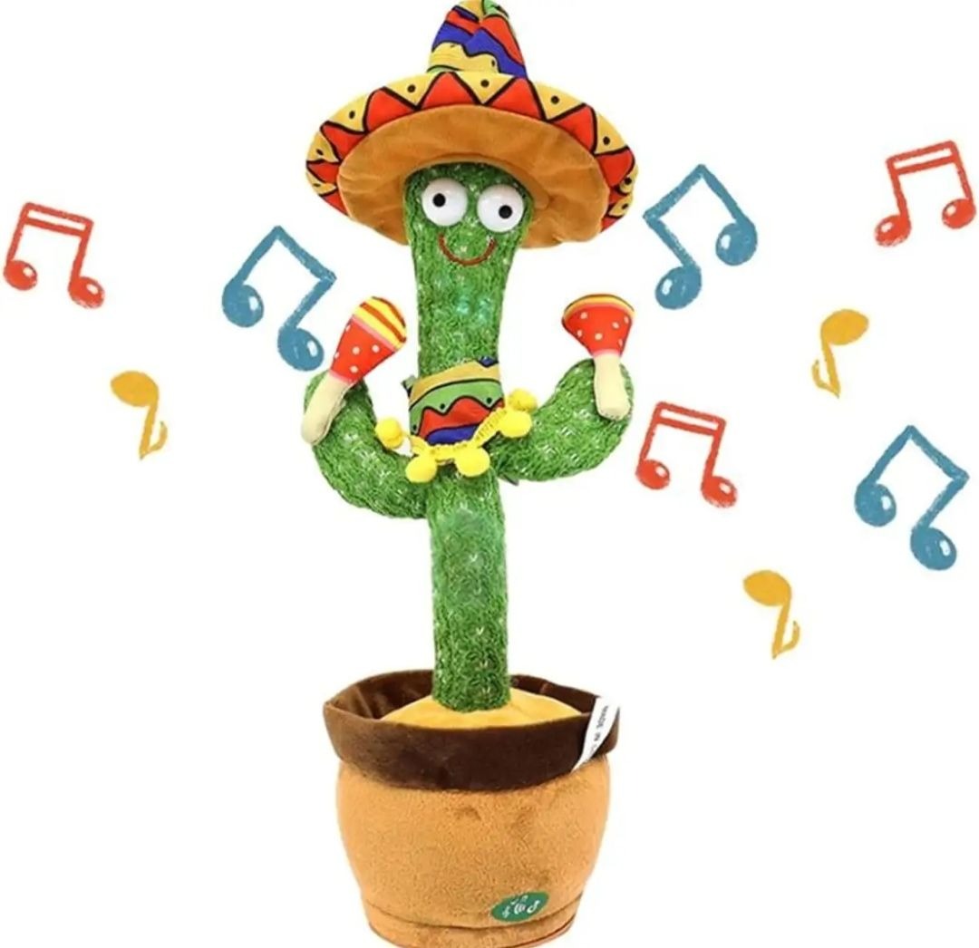 Cute Talking & Dancing Cactus Toy – Rechargeable, Light-Up, Talk Back Feature (Gift Box Included)