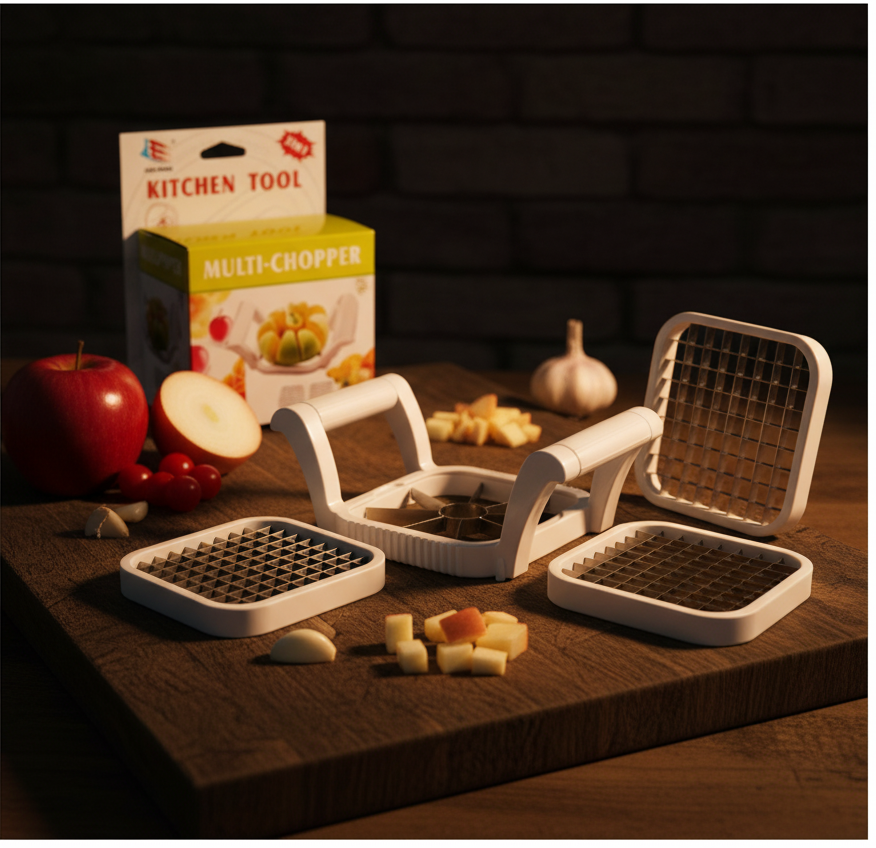 Multi-Chopper 3-in-1 – Apple, Fruit & Potato Slicer | Heavy-Duty Stainless Steel Cutter