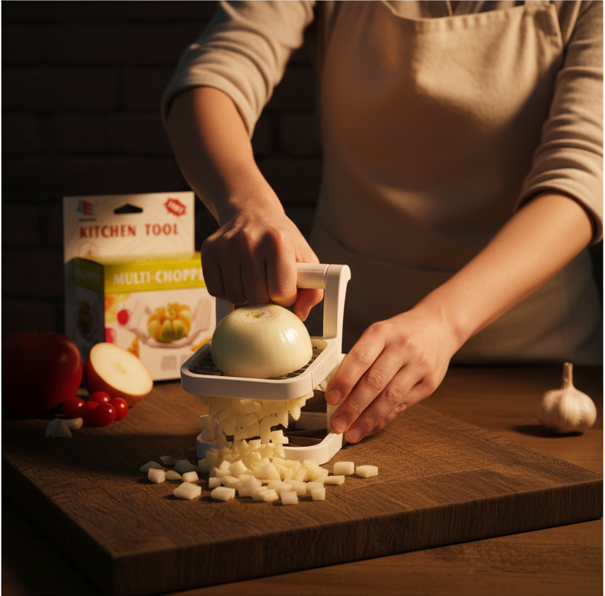 Multi-Chopper 3-in-1 – Apple, Fruit & Potato Slicer | Heavy-Duty Stainless Steel Cutter