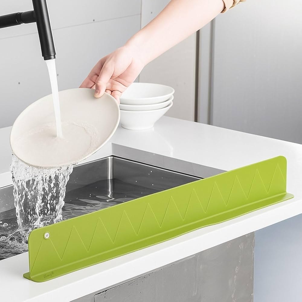 Silicone Sink Splash Guard with Suction Cups | 14-Inch Kitchen Water Splash Protector