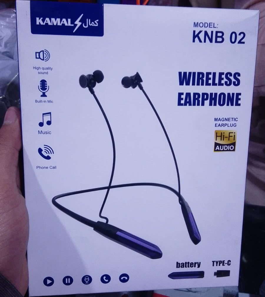 Kamal KNB 02 Wireless Neckband Earphone - Bluetooth 5.0 - Clear Sound & Deep Bass - Sports Magnetic Buds - 12+ Hours Playtime - Durable & Lightweight Design