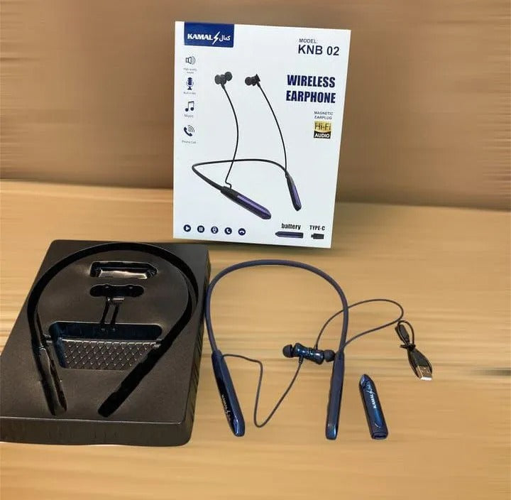 Kamal KNB 02 Wireless Neckband Earphone - Bluetooth 5.0 - Clear Sound & Deep Bass - Sports Magnetic Buds - 12+ Hours Playtime - Durable & Lightweight Design