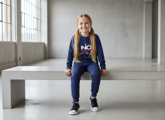 Kids Navey Blue no limit Printed Stylish Kids' Tracksuit Set extra large