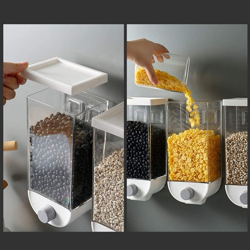 1Pc 1500ml Wall-Mounted Grain Storage Box – Cereal, Rice, Oatmeal & Dry Fruit Dispenser | Kitchen Food Organizer Container