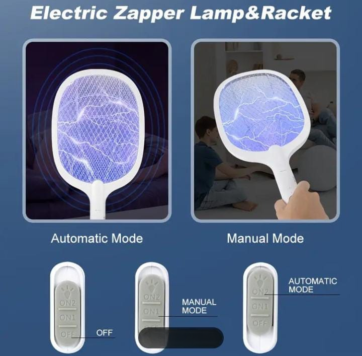 Rechargeable Mosquito Racket With Stand – Electric Insect Killer Bat For Indoor And Outdoor Use (Random Color)