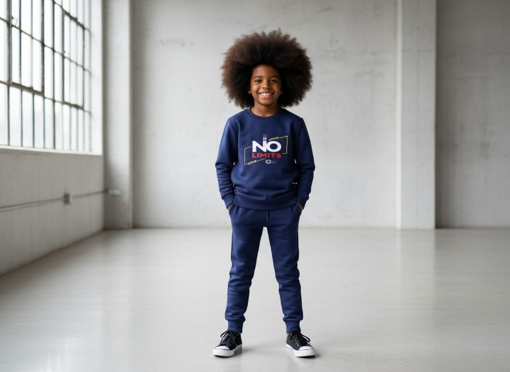 Kids Navey Blue no limit Printed Stylish Kids' Tracksuit Set extra large