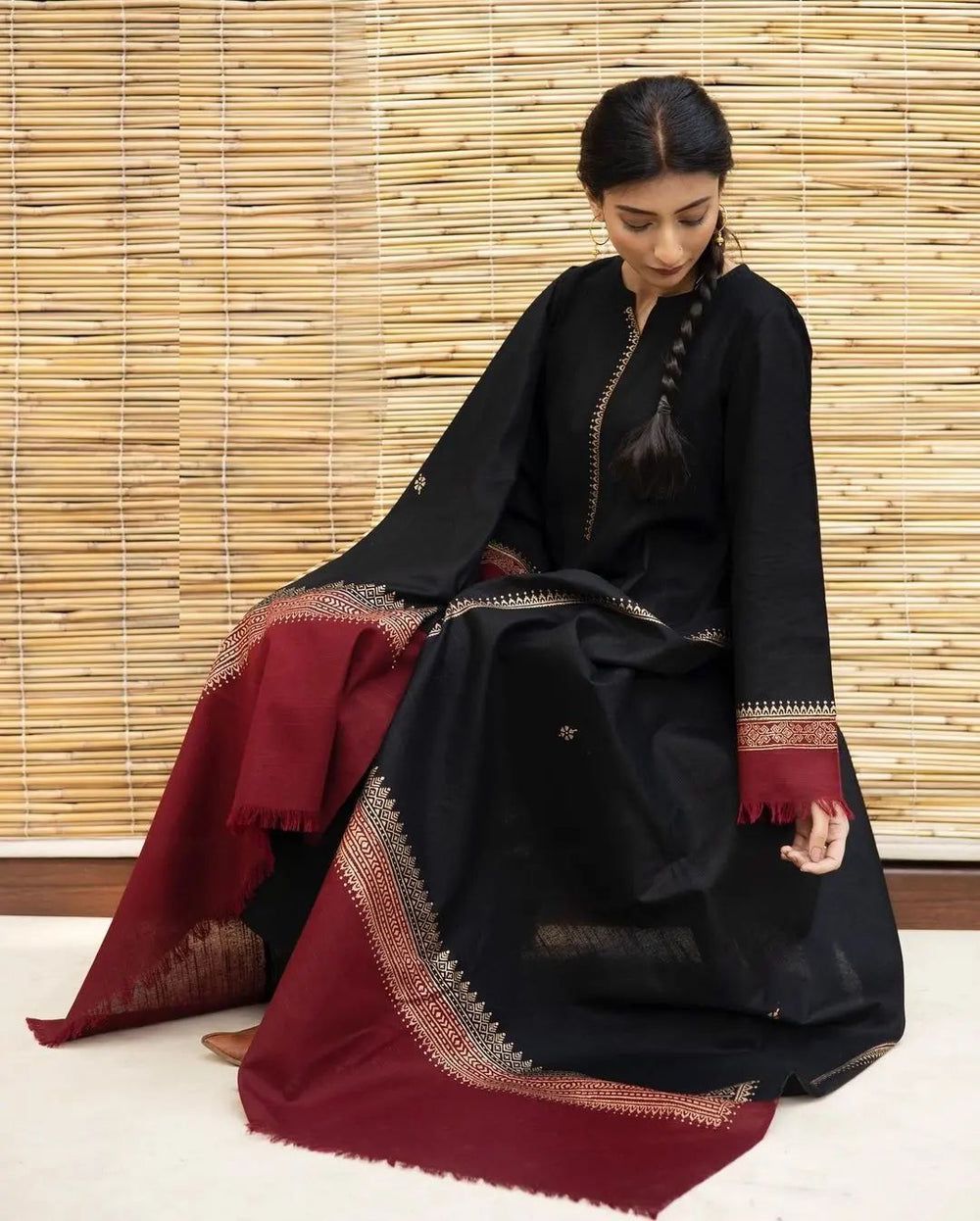 URGE Cross Stitch Kukam Dyot Asling | Dhanak 3-Piece Embroidered Winter Collection