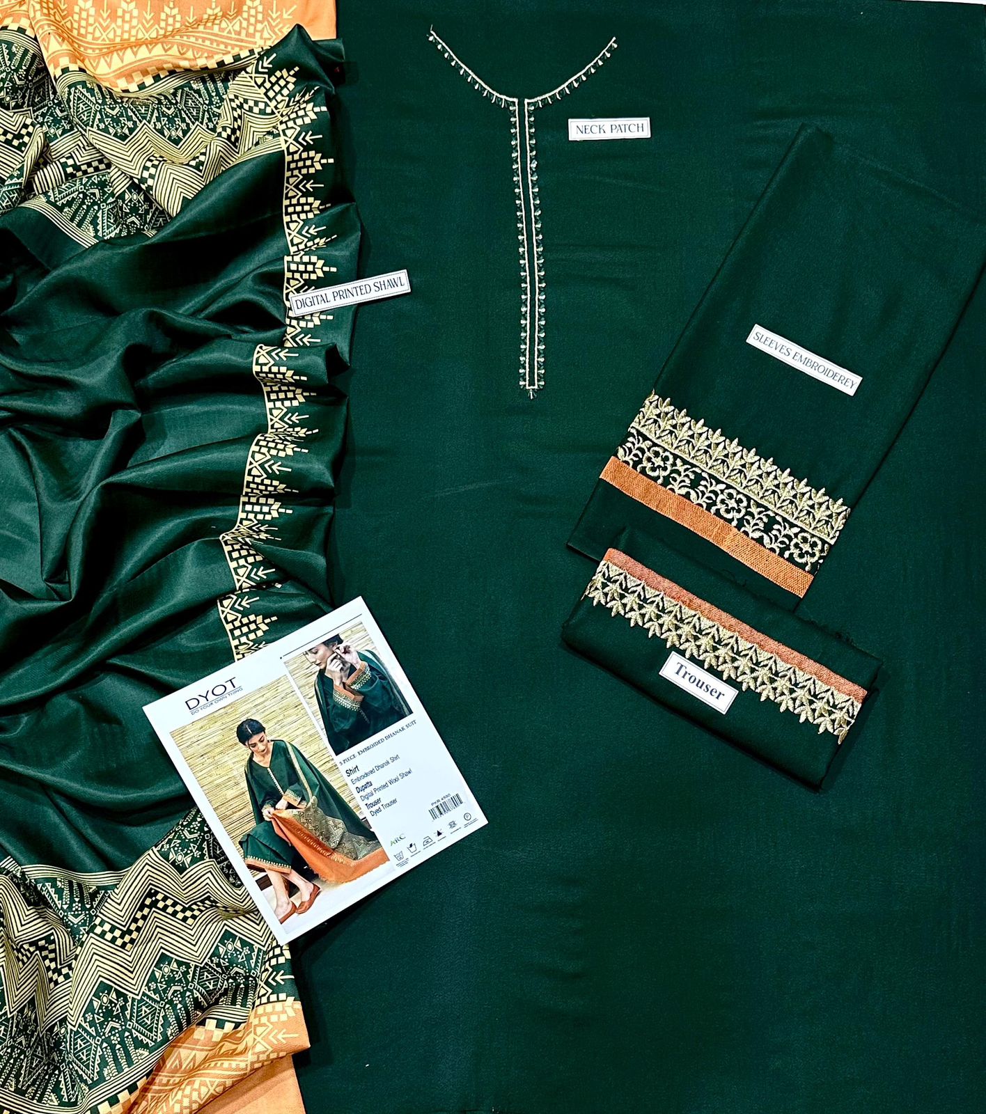 URGE Cross Stitch Kukam Dyot Asling | Dhanak 3-Piece Embroidered Winter Collection