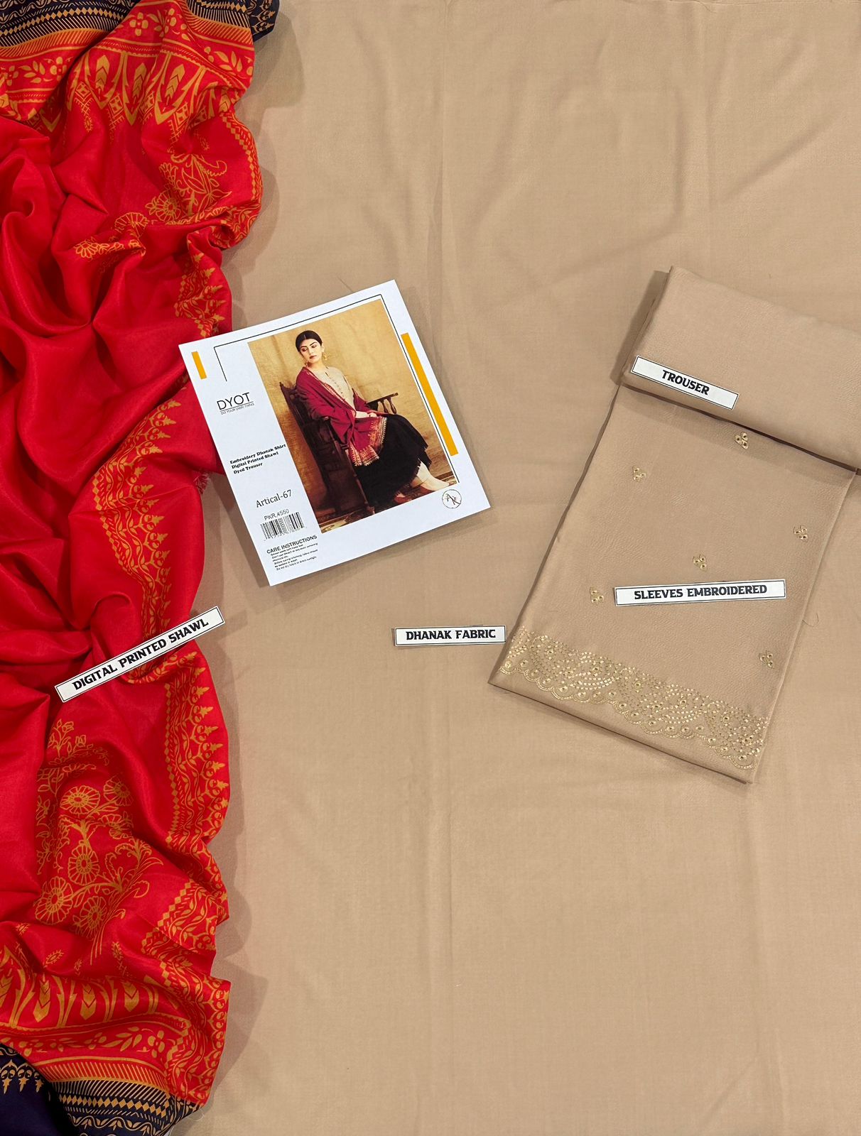 URGE Cross Stitch Kukam Dyot Asling | Dhanak 3-Piece Embroidered Winter Collection