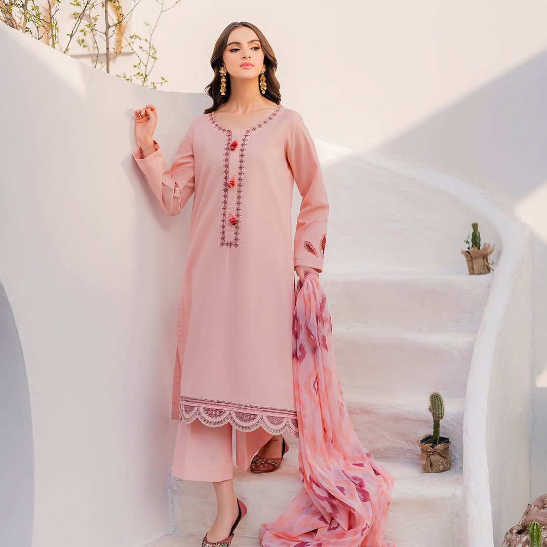 URGE Cross Stitch Kukam Dyot Asling | Dhanak 3-Piece Embroidered Winter Collection