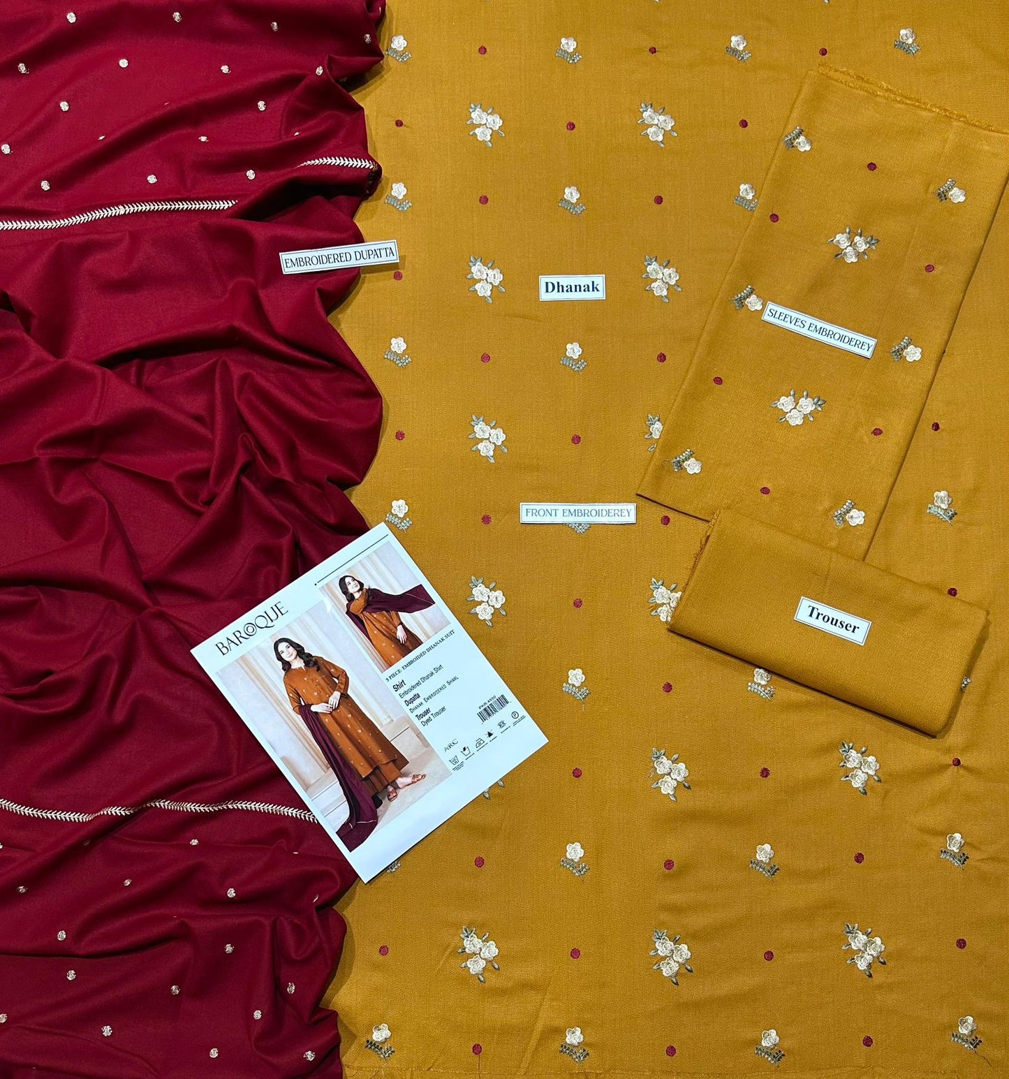 URGE Cross Stitch Kukam Dyot Asling | Dhanak 3-Piece Embroidered Winter Collection