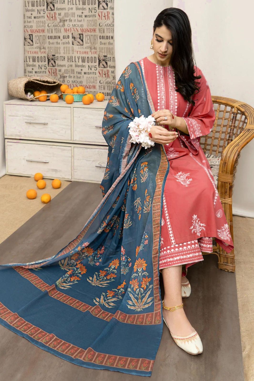 URGE Cross Stitch Kukam Dyot Asling | Dhanak 3-Piece Embroidered Winter Collection