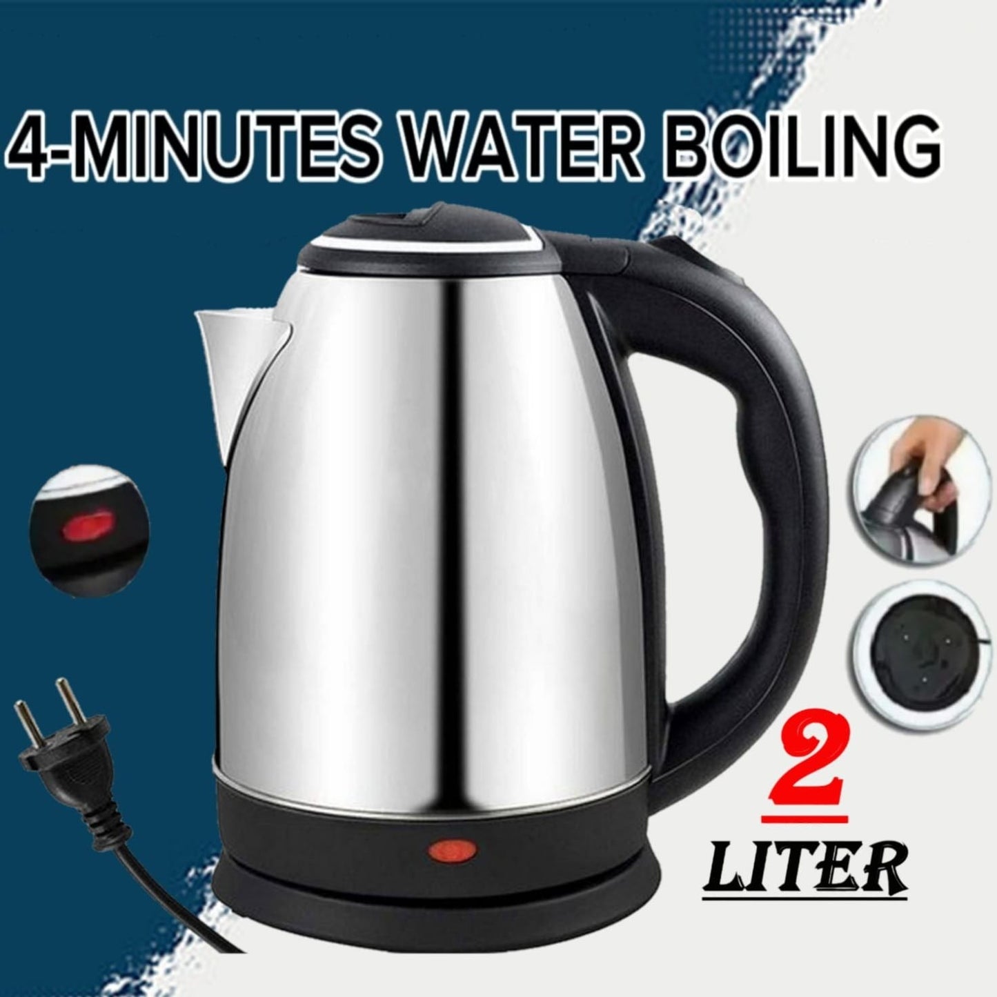 Automatic Electric Kettle 2.0L – Stainless Steel Hot Water Boiler With Auto Shut-Off, LED Display & Temperature Control (1000W, 220V) (Without Box)