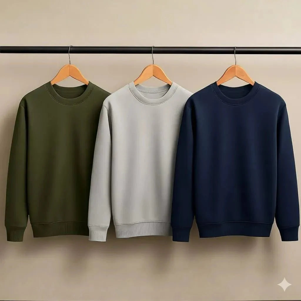 Bundle of 3 Decent Plain Sweatshirts for Men - Buyora onlineBundle of 3 Decent Plain Sweatshirts for MenBuyora onlineBuyora onlineBundle of 3 Decent Plain Sweatshirts for Men