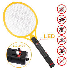 Rechargeable Mosquito Racket With Stand – Electric Insect Killer Bat For Indoor And Outdoor Use (Random Color)