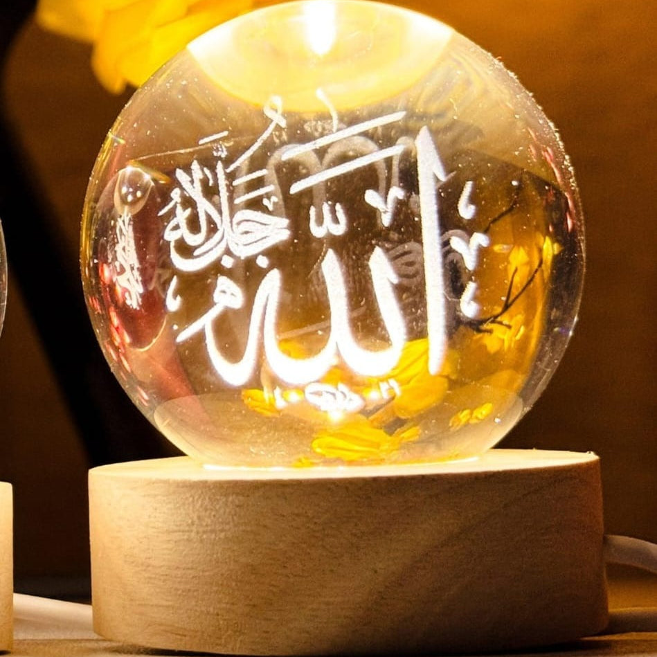 Crystal Ball 3D Arabic Night Lamp – Elegant Islamic Table Light For Prayer Rooms, Home Décor, And Gifting