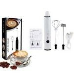 2-in-1 Electric Rechargeable Coffee Beater & Milk Frother – USB Handheld Mixer for Creamy Lattes, Cappuccino & Drinks