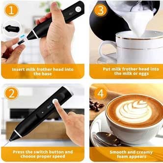 2-in-1 Electric Rechargeable Coffee Beater & Milk Frother – USB Handheld Mixer for Creamy Lattes, Cappuccino & Drinks