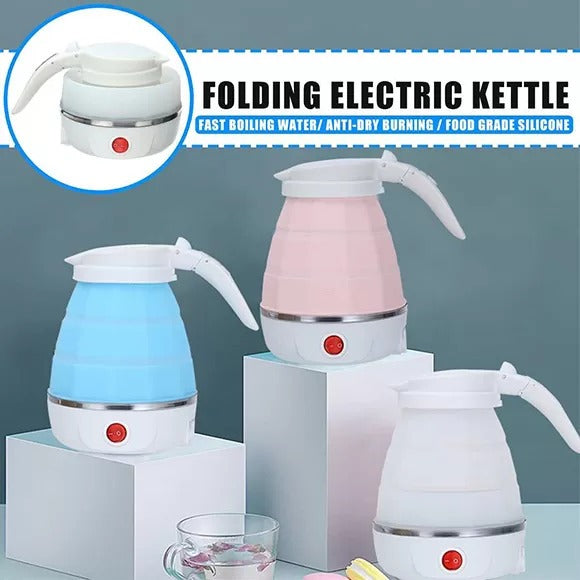 Fast Water Boiling 600 Ml Portable Kettle Travel Kettle Foods Boils Quickly Silicone Small Collapsible Foldable Electric Sports Bottle (Random Color)