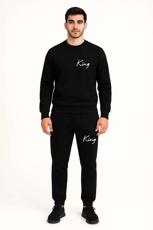 Men’s Dri-Fit Printed Track Suit – 2 Pcs Premium Sportswear Set (Black)