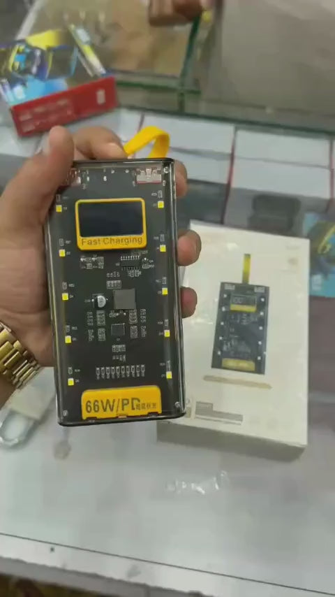 Transparent Power Bank With LED Light | Fast Charging Portable Power Bank With Dual USB Output And Smart Display (20'000mah)